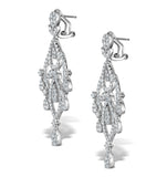 Diamond Pyrus Drop Chandelier Earrings 5ct In 18k White Gold P3402