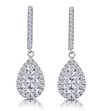 Diamond Pear Cluster Earrings Pave 1.4ct Set In 18k White Gold