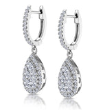 Diamond Pear Cluster Earrings Pave 1.4ct Set In 18k White Gold