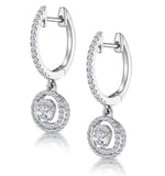 Diamond Swirl Drop Earrings 1.15ct Set In 18k White Gold