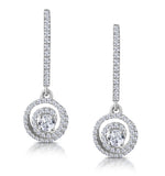 Diamond Swirl Drop Earrings 1.15ct Set In 18k White Gold