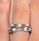 Rain Drops Diamond 0.50ct And 18k White Gold Rubover Ring
