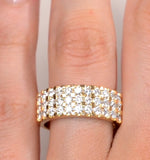 3 Row Diamond 1.50ct And 18k Gold Half Eternity Ring - N4490