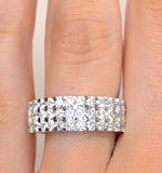 3 Row Diamond 1.50ct And 18k White Gold Half Eternity Ring - N4491