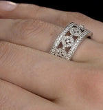 Wide Diamond Ring - Soleil - 1.27ct In 18k White Gold - N4527