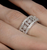Vintage Wide Diamond Ring - Florence - 0.75ct 18k White Gold - N4528