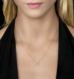 Initial 'n' Necklace Diamond Encrusted Pave Set In 9k Rose Gold