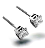 18k White Gold Princess Diamond Earrings - 1ct - G/vs - 4.8mm