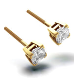 18k Gold Princess Diamond Earrings - 1ct - H/si - 4.8mm