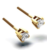 18k Gold Princess Diamond Earrings - 0.30ct - G/vs - 3mm