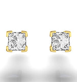 18k Gold Princess Diamond Earrings - 0.50ct - H/si - 3.4mm