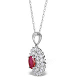Ruby 7 X 5mm And Diamond 9k White Gold Pendant Necklace