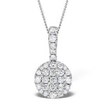 18k White Gold Cluster Diamond Circles Drop 0.75ct Pendant