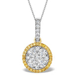18k White Gold Alessia 1.20ct Diamond And Yellow Diamond Halo Pendant