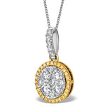 18k White Gold Alessia 1.20ct Diamond And Yellow Diamond Halo Pendant
