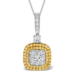 18k White Gold Lucia 0.82ct Diamond And Yellow Diamond Halo Pendant