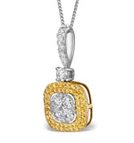 18k White Gold Lucia 0.82ct Diamond And Yellow Diamond Halo Pendant