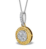 18k White Gold Arianna Diamond And Yellow Diamond Halo Pendant