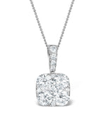 Diamond Carre Galileo 1.10ct Pendant Necklace In 18k White Gold