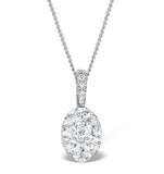 Diamond Oval Galileo 0.52ct Pendant Necklace In 18k White Gold