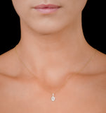 Diamond Oval Galileo 0.52ct Pendant Necklace In 18k White Gold