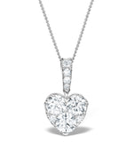 Diamond Galileo Heart 1.10ct Pendant Necklace In 18k White Gold