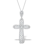 Diamond Pyrus Cross 1.40ct Pendant Necklace In 18k White Gold