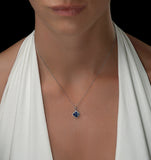 Sapphire 1.08ct And Diamond 18k White Gold Alegria Necklace