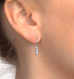 Diamond Drop Earrings 18k White Gold Rubover