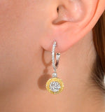 18k White Gold Alessia 2.50ct Diamond And Yellow Diamond Halo Earrings