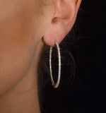 Diamond Hoop Earrings 1.50ct H/si In 18k White Gold - P3488y