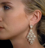 Diamond Halo Pyrus Chandelier Earrings 9.40ct In 18k Rose Gold P3490