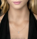 Initial 'p' Necklace Diamond Encrusted Pave Set In 9k White Gold