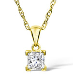 18k Gold Princess Cut Diamond Pendant Necklace 0.33ct G/vs