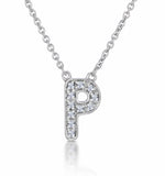 Initial 'p' Necklace Diamond Encrusted Pave Set In 9k White Gold