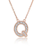 Initial 'q' Necklace Diamond Encrusted Pave Set In 9k Rose Gold