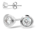 Platinum Rub-over Diamond Stud Earrings - 0.66ct - H/si - 6.2mm
