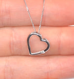 Heart Pendant Necklace 0.03ct Diamond 18k White Gold
