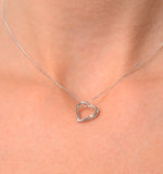 Heart Pendant Necklace 0.03ct Diamond 18k White Gold