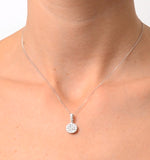 18k White Gold Cluster Diamond Circles Drop 0.75ct Pendant