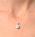 18k White Gold Cluster Diamond Circles Drop 0.75ct Pendant