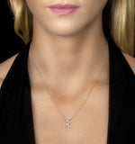 Initial 'r' Necklace Diamond Encrusted Pave Set In 9k Rose Gold