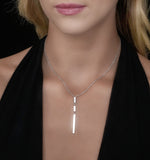 Silver Triple Bar Necklace With White Topaz - Tesoro Collection