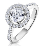 Ella Halo Diamond Engagement Ring 1.70ct E/si1 In Platinum
