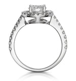 Ella Halo Diamond Engagement Ring 1.70ct E/si1 In Platinum