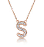 Initial 's' Necklace Diamond Encrusted Pave Set In 9k Rose Gold