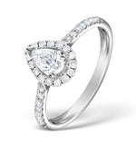Halo Engagement Ring Ella 0.81ct Pear Shape Diamond 18k White Gold