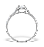 Halo Engagement Ring Ella 0.80ct Si Emerald Cut Diamonds 18kw Gold