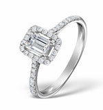 Halo Engagement Ring Ella 0.80ct Si Emerald Cut Diamonds 18kw Gold