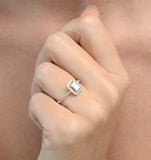 Halo Engagement Ring Ella 0.80ct Si Emerald Cut Diamonds 18kw Gold